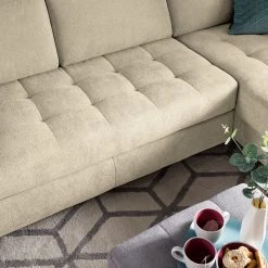 Fredriks Canapé panoramique Tanete - Beige clair - Méridienne courte à droite / longue à gauche (vue de face) - Fonction couchage 27 Fredriks Canapé panoramique Tanete - Beige clair - Méridienne courte à droite / longue à gauche (vue de face) - Fonction couchage -Canapés Soldes Magasin wohnlandschaft tanete strukturstoff longchair davorstehend rechts ottomane links mit schlaffunktion hellbeige 4997240