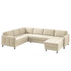 Fredriks Canapé panoramique Tanete - Beige clair - Méridienne courte à droite / longue à gauche (vue de face) - Fonction couchage